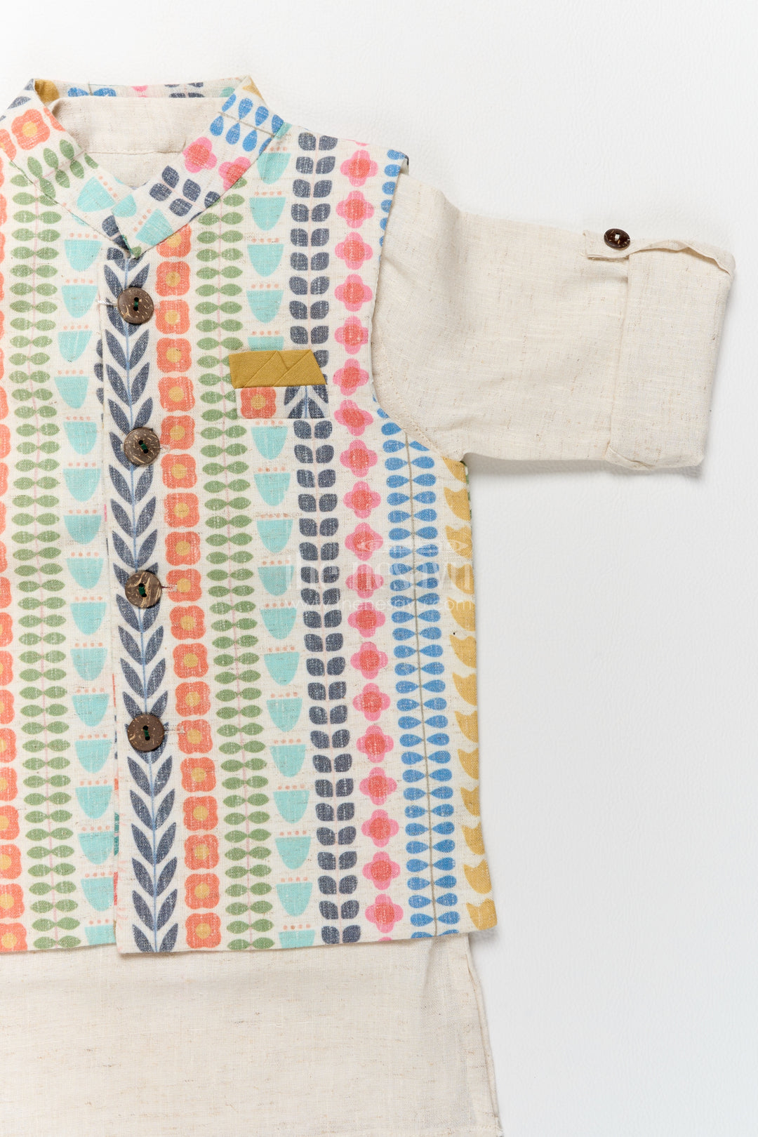 Boys Nehru Jacket Set in Off White with Smart Tailoring