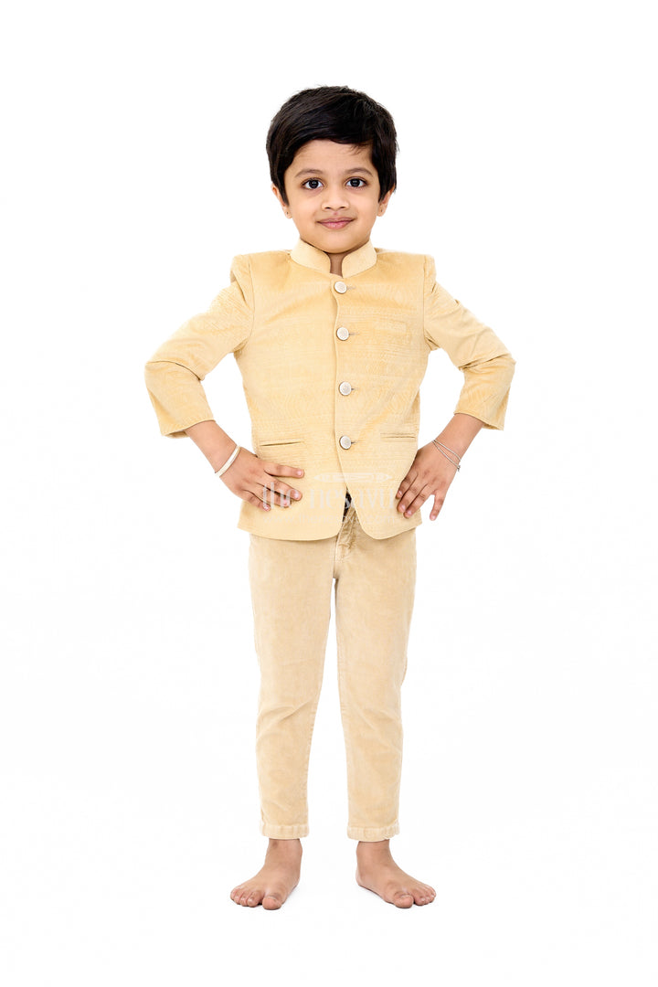 Sophisticated Boys Traditional Kurta Set with Modern Trousers and T-shirt