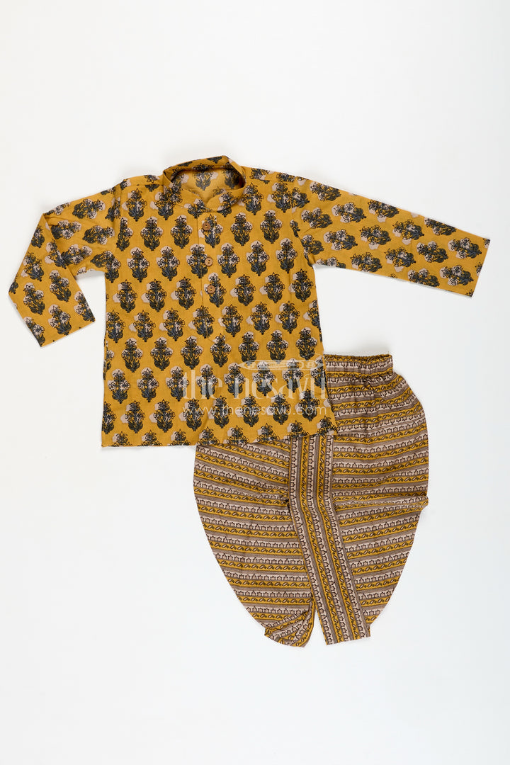 Hand Block Print Kurta Set Traditional Dhoti Style For Boys