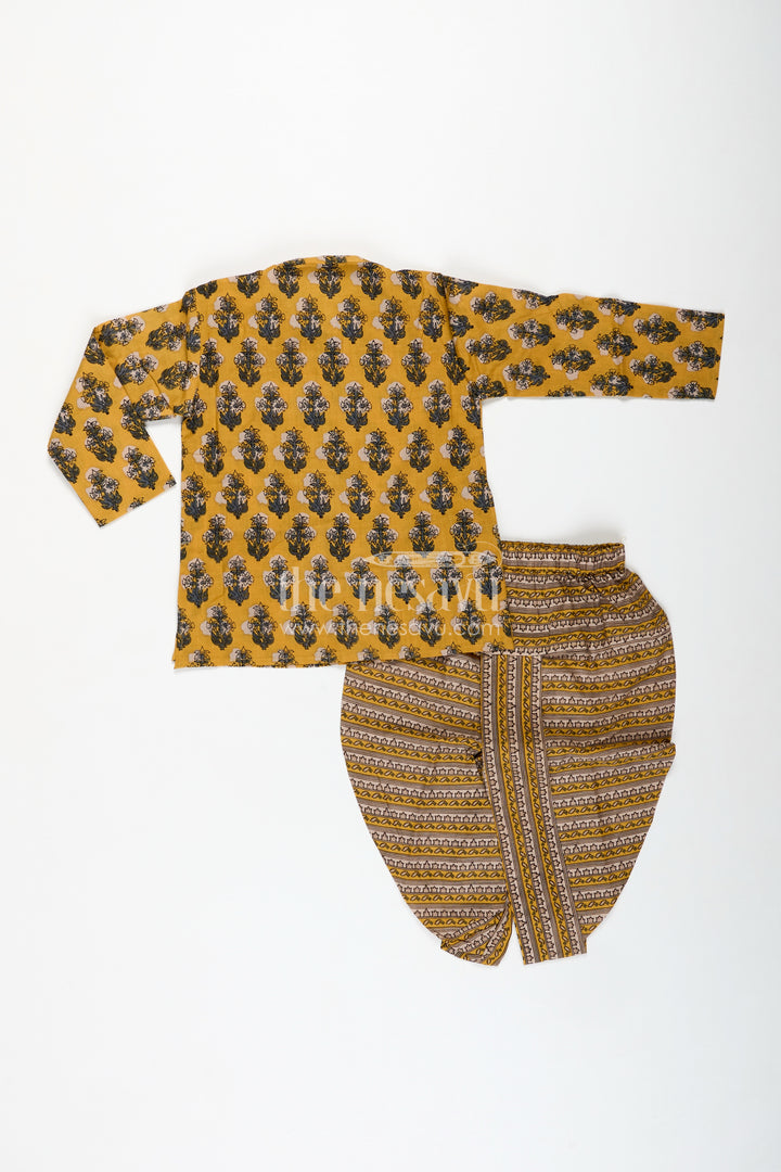 Hand Block Print Kurta Set Traditional Dhoti Style For Boys