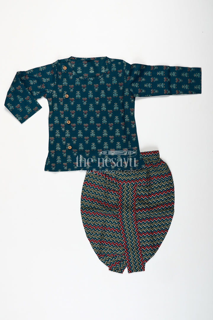 Zigzag Dhoti Set For Boys Mustard Yellow Party Outfit
