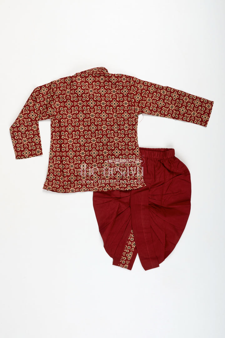 Floral Dhoti Set For Boys Festive Wear With Digital Print
