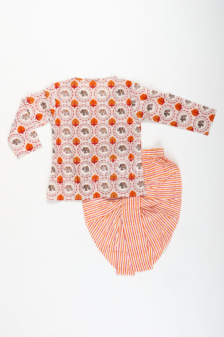 Floral Digital Dhoti Kurta For Boys Cultural Function Wear