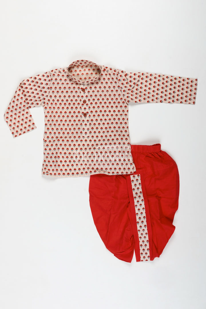 Silk Dhoti Set For Boys Royal Wedding Motif Style