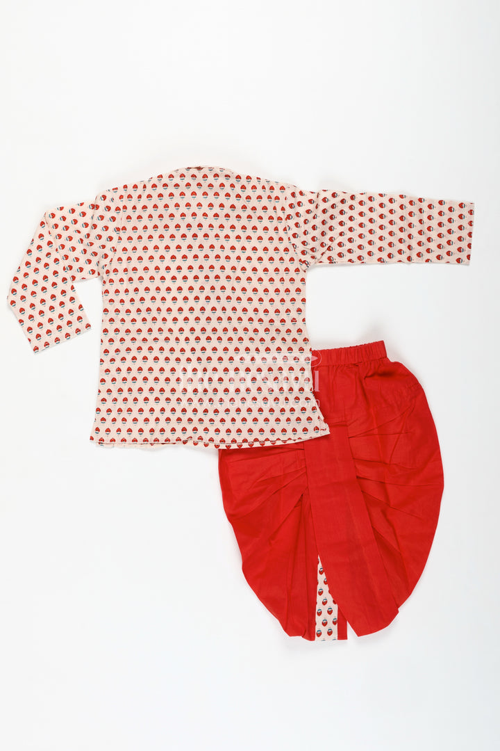 Silk Dhoti Set For Boys Royal Wedding Motif Style