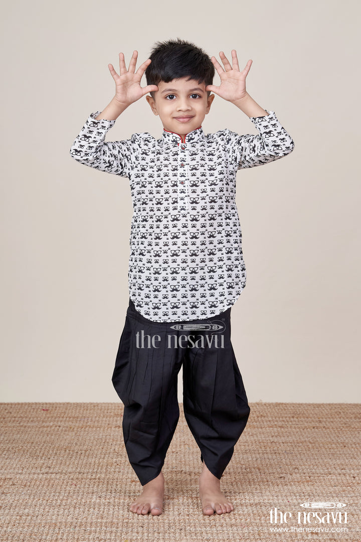 Baby Boys Printed Cotton Dothi Set for Traditional Ceremonies