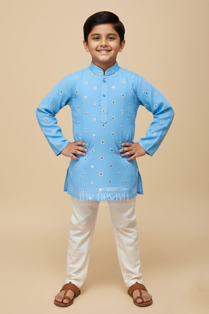Boys Kurta Set with Sequin Embroidery Ethnic Festive Wear for Toddler Boys