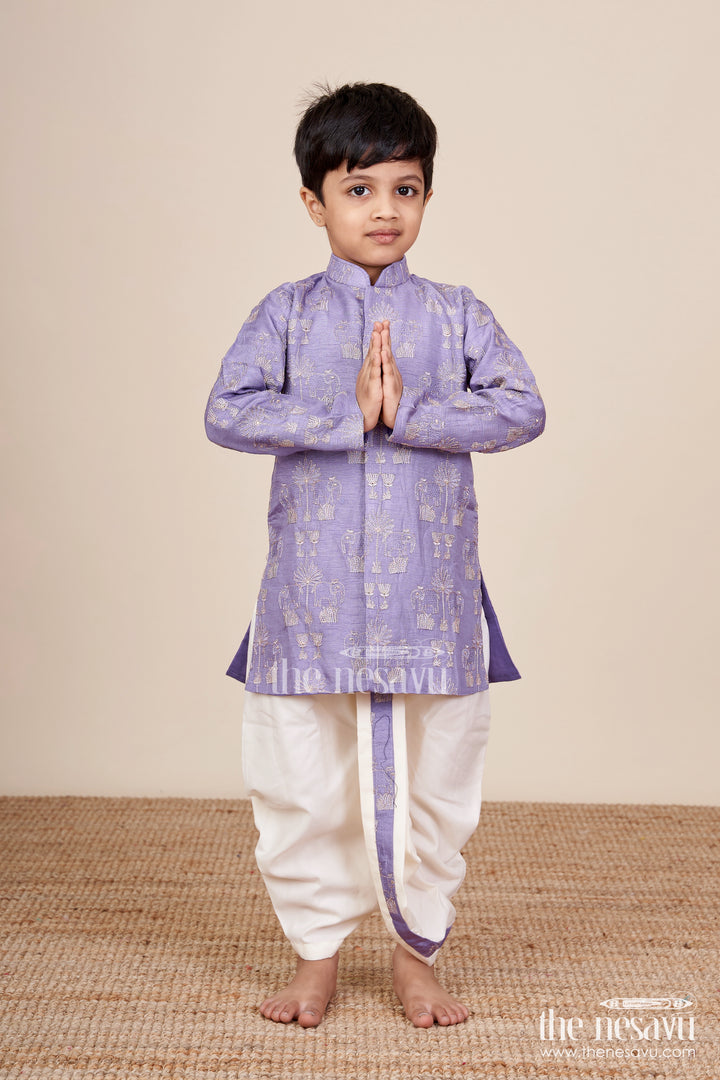 Boys Kurta Set with Embroidery for Weddings and Festive Functions