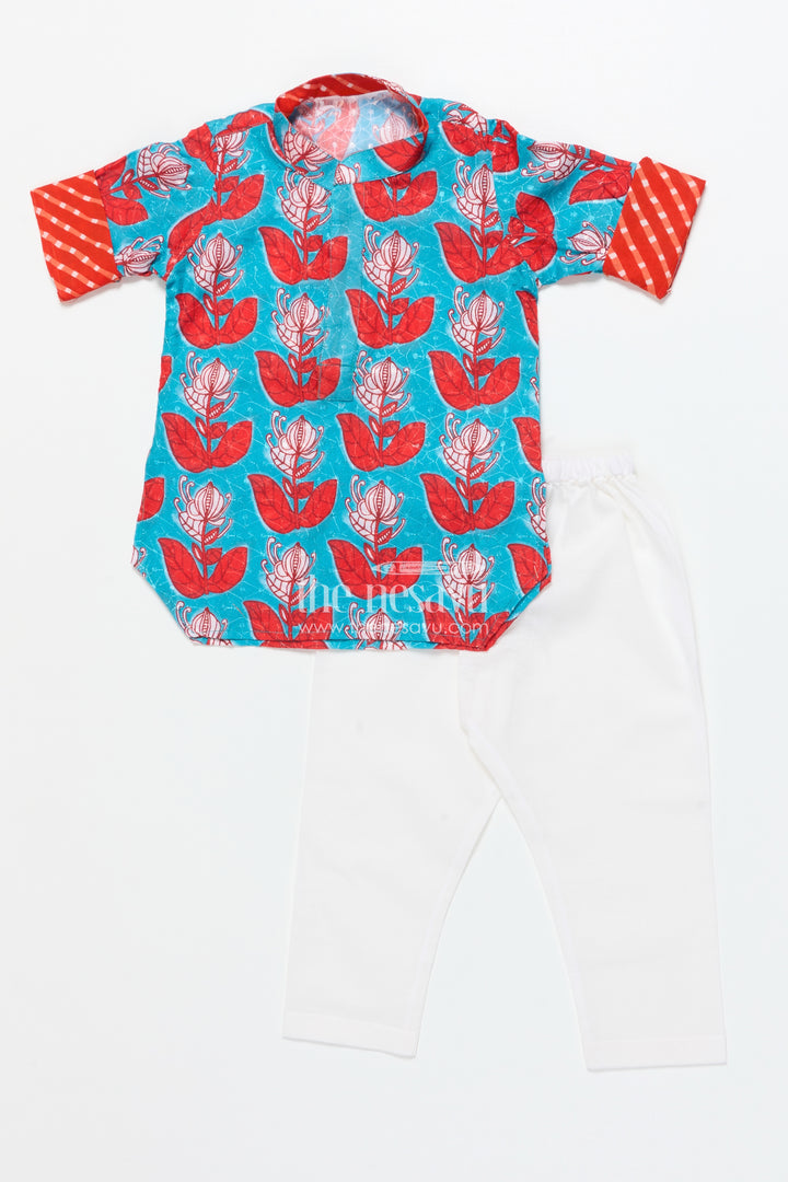 Boys Ethnic Printed Kurta Pyjama Set for Cultural Celebrations