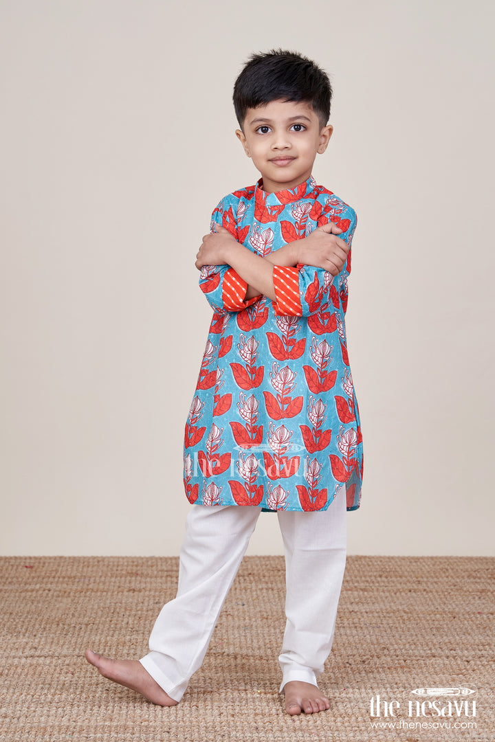Boys Ethnic Printed Kurta Pyjama Set for Cultural Celebrations