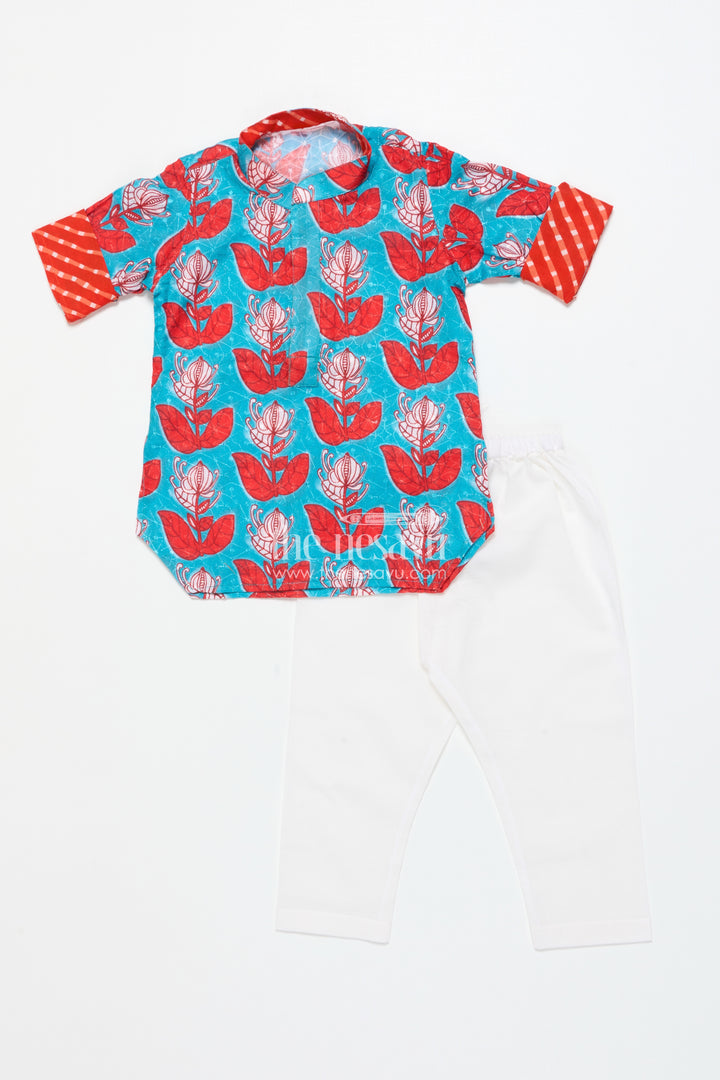 Boys Ethnic Printed Kurta Pyjama Set for Cultural Celebrations