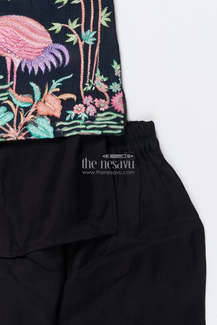 Boys Ethnic Jacket Set with Embroidered Bird Motif for Weddings and Receptions