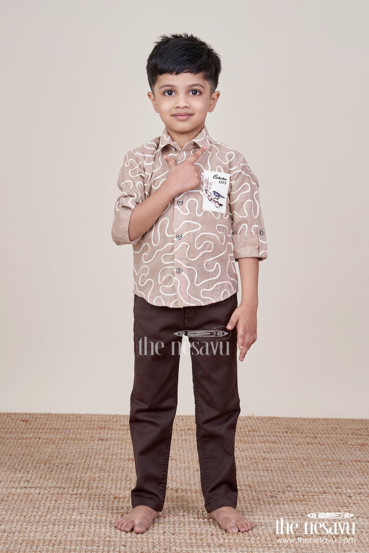 Embroidered Boys Casual Shirt and Trouser Set Smart and Breathable Daywear