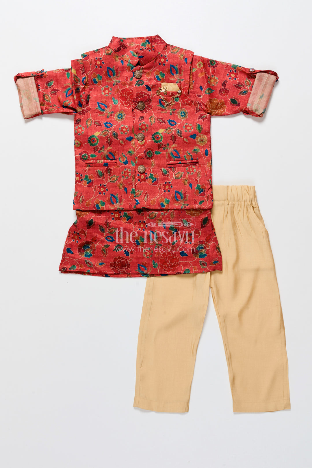 Toddler Boys Silk Blend Kurta Set for Weddings and Special Occasions