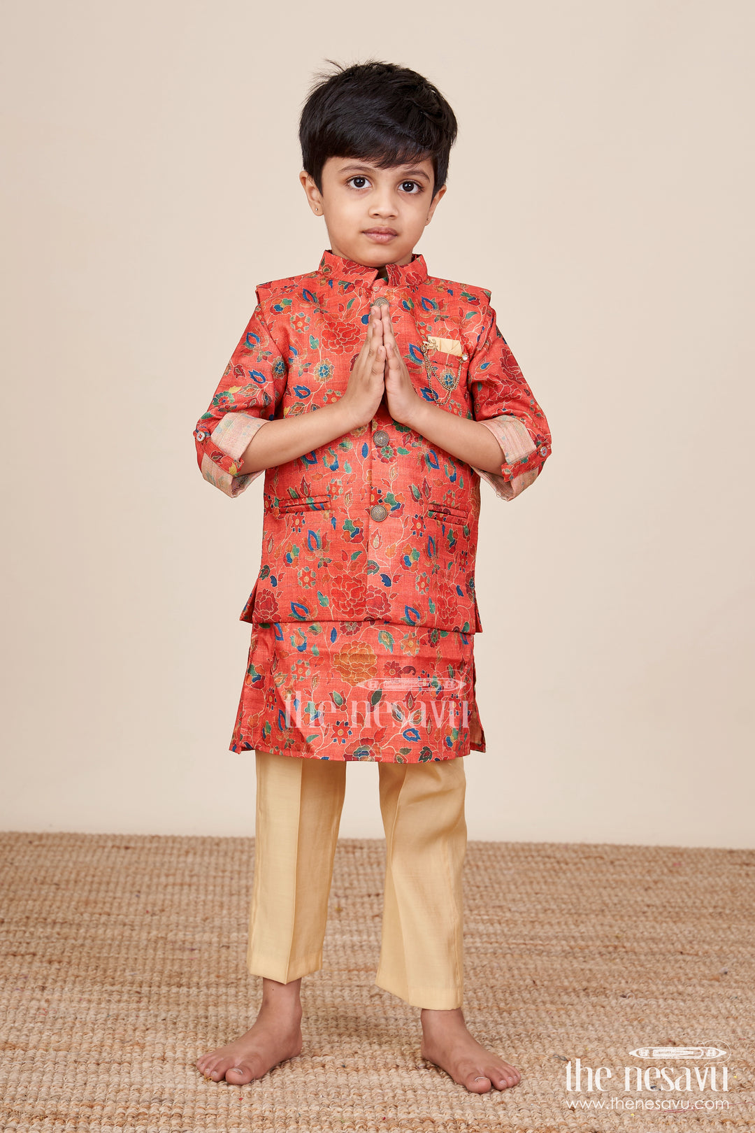 Toddler Boys Silk Blend Kurta Set for Weddings and Special Occasions