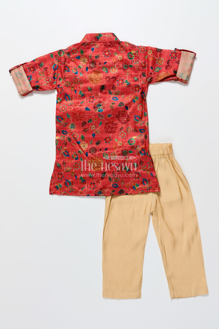 Toddler Boys Silk Blend Kurta Set for Weddings and Special Occasions