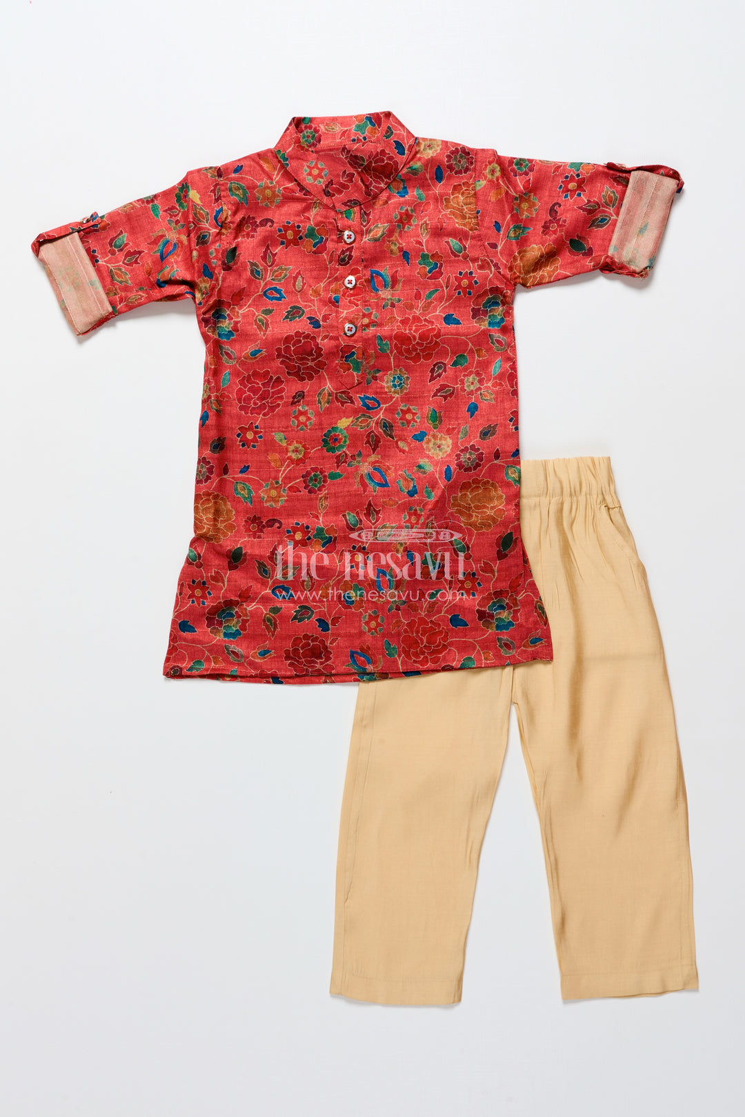 Toddler Boys Silk Blend Kurta Set for Weddings and Special Occasions