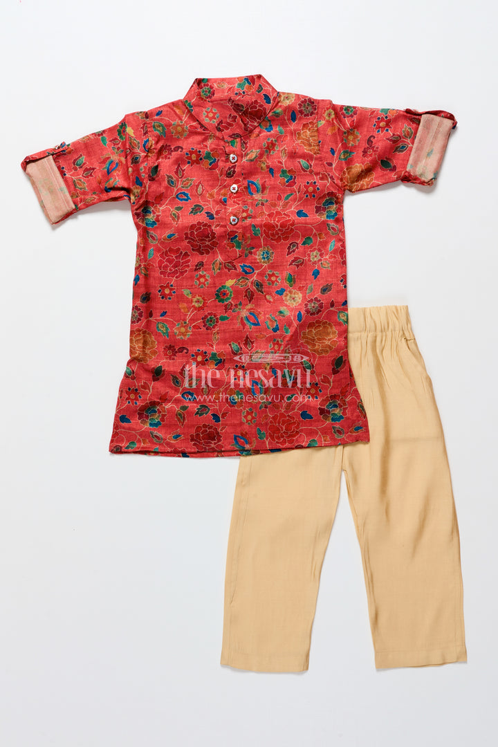 Toddler Boys Silk Blend Kurta Set for Weddings and Special Occasions