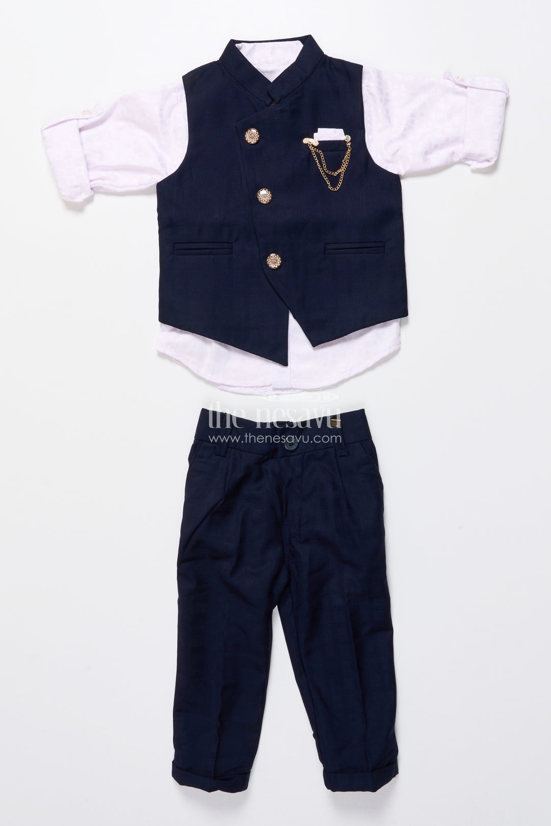 Boys Formal Kurta Set with Elegant Cotton Jacket for Weddings and Receptions