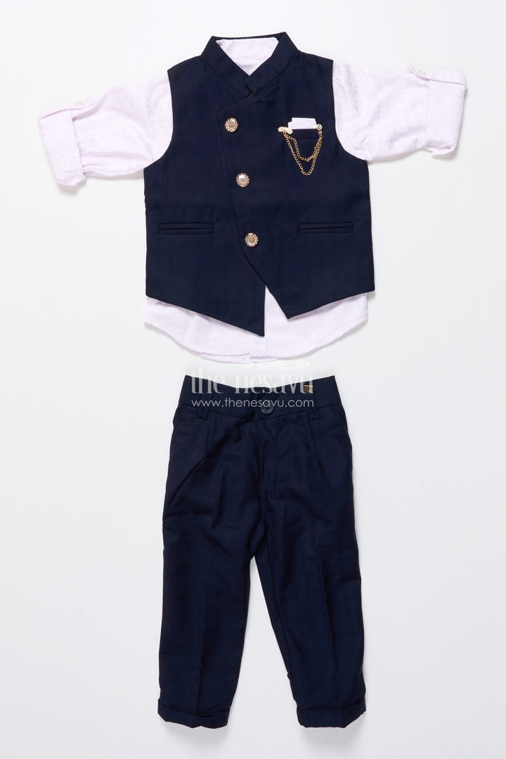 Boys Formal Kurta Set with Elegant Cotton Jacket for Weddings and Receptions