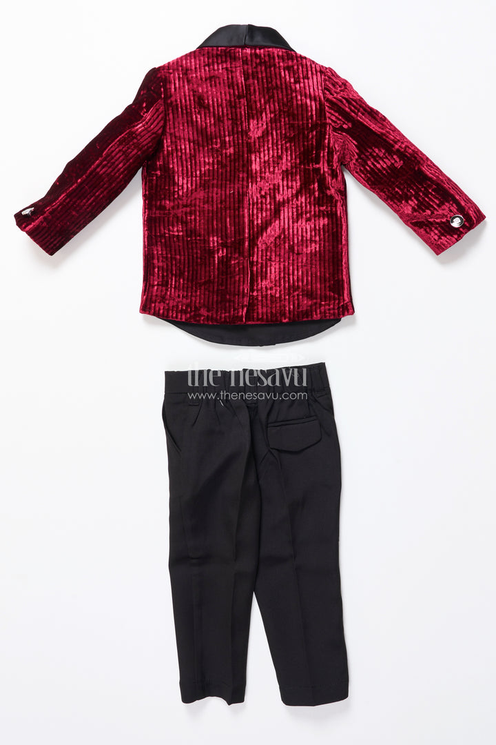 Boys Kurta Set with Velvet Satin Jacket for Weddings and Stage Events