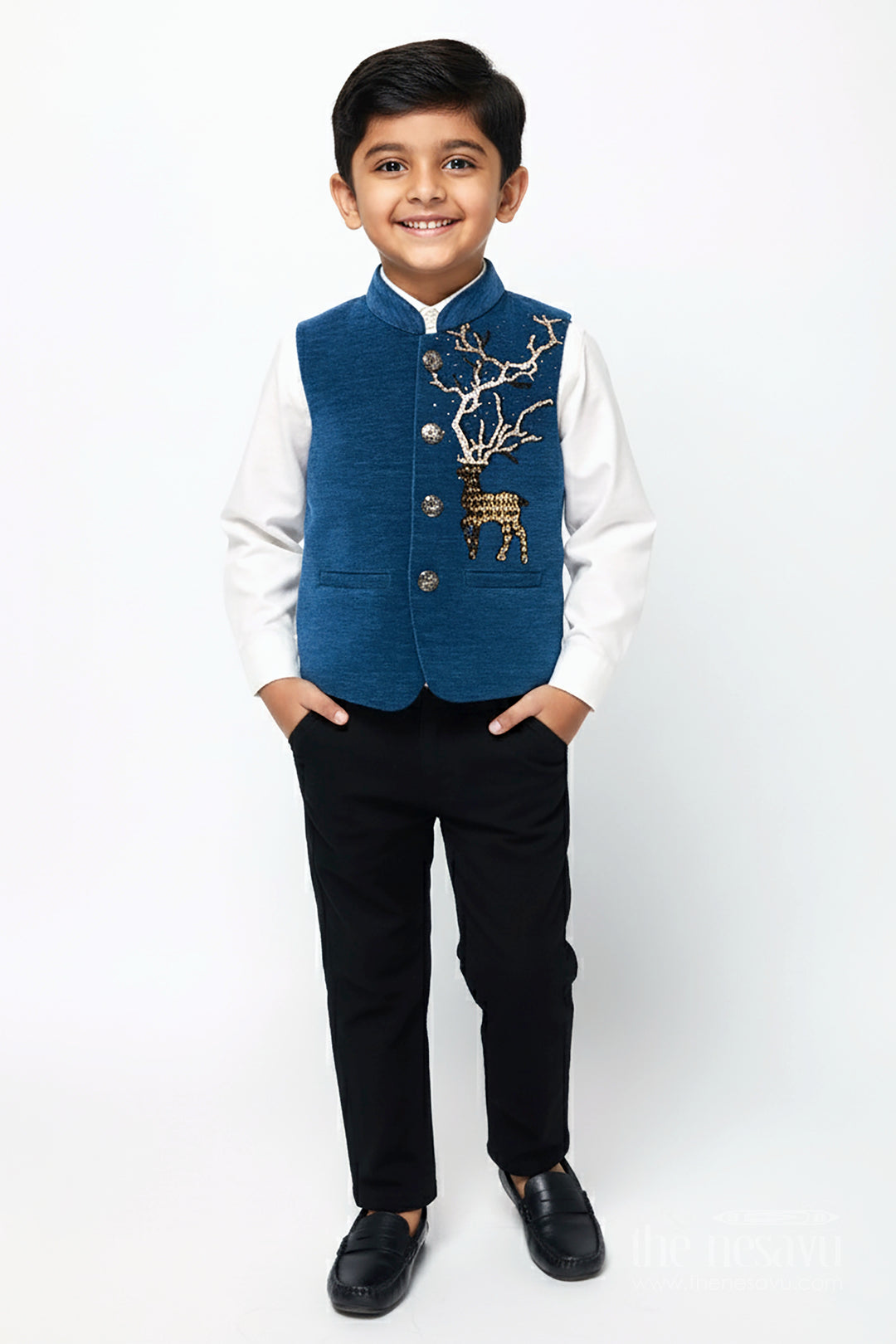 Boys Cotton Velvet Jacket Set for Weddings and Traditional Events