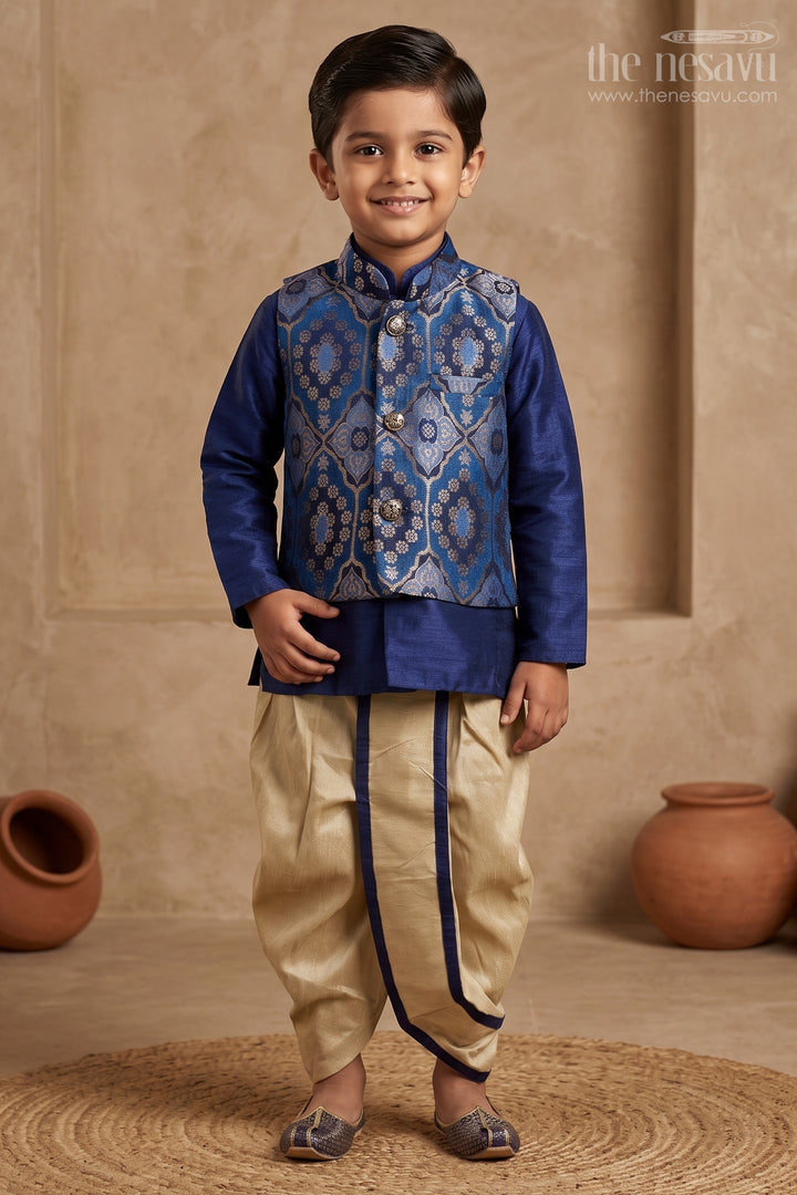 Boys Dhoti Set with Jacket for Traditional Ceremonies and Celebrations