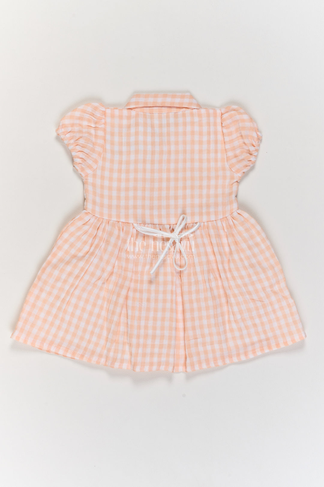 Baby Cotton Frock in Peach Orange with Butterfly Collar