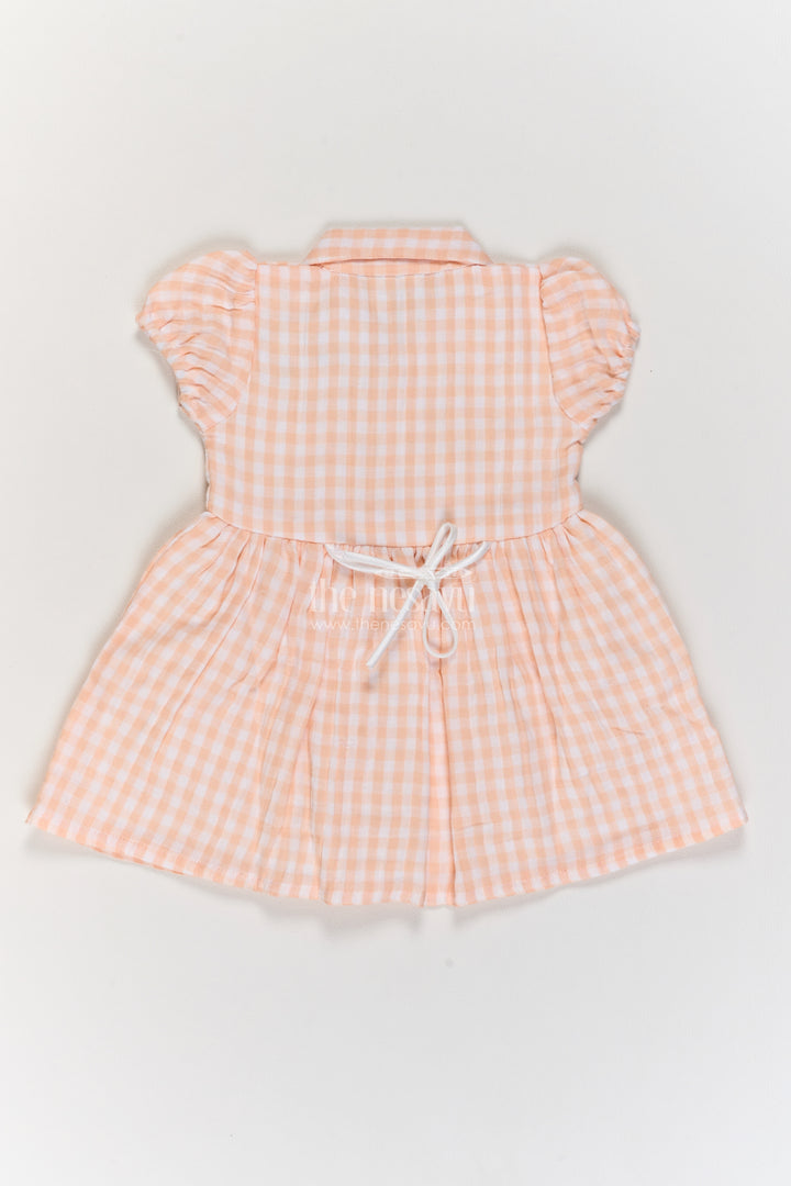 Baby Cotton Frock in Peach Orange with Butterfly Collar