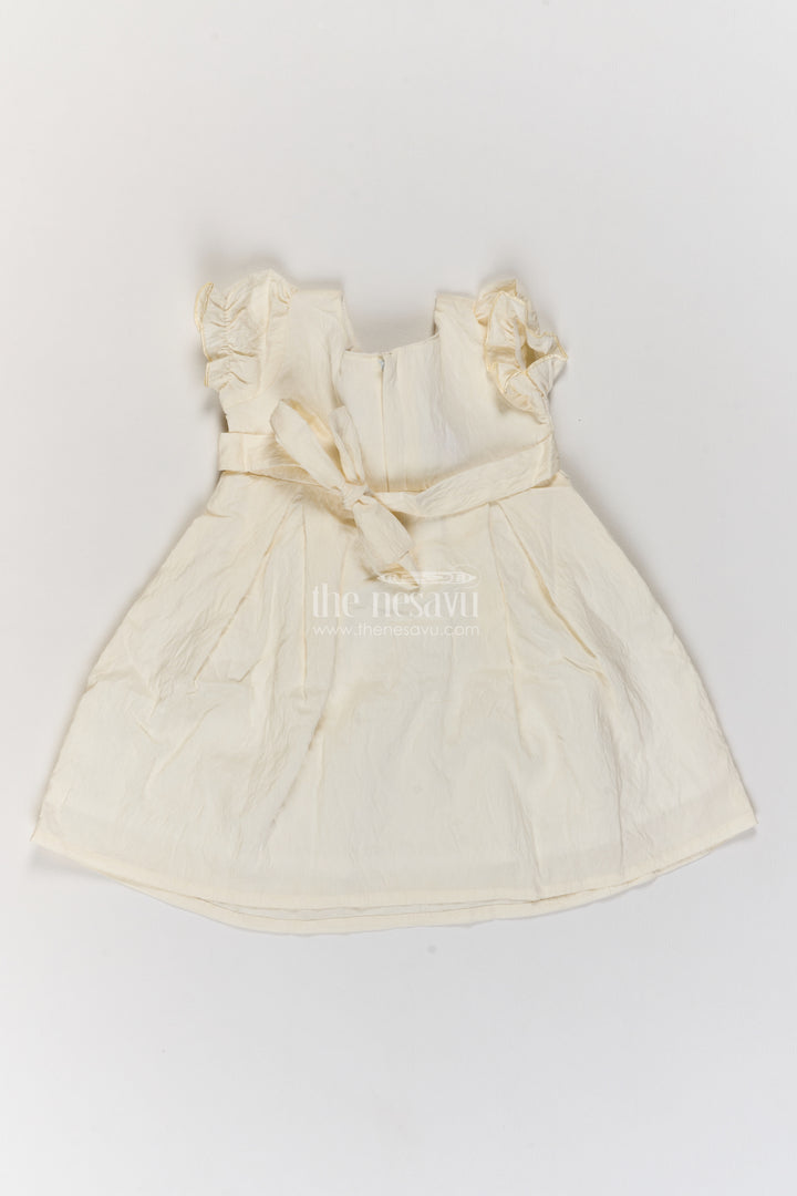 Baby Cream Cotton Blend Bunny and Bows Frock