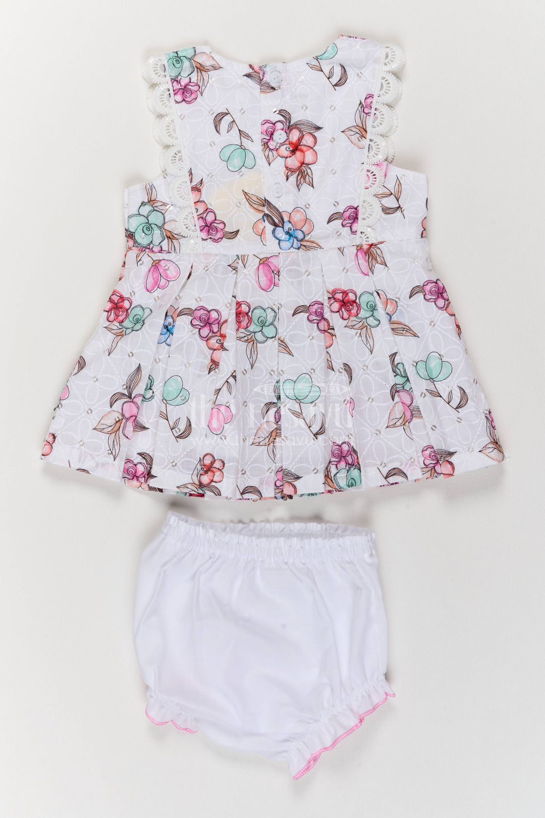 Baby Girl Cotton Frock with Half White Digital Print for Celebrations