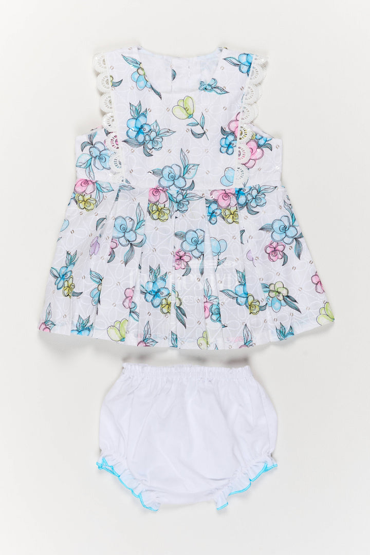 Newborn Cotton Dress with Designer Detailing in Half White