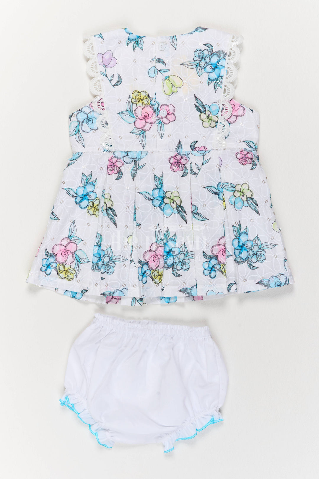 Newborn Cotton Dress with Designer Detailing in Half White