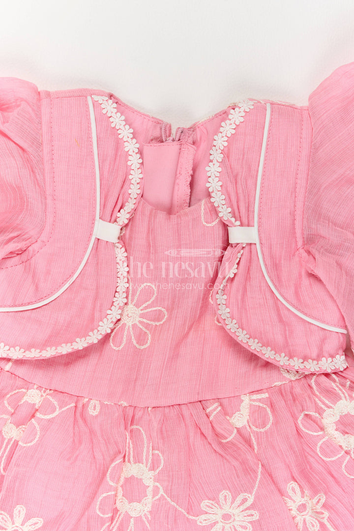 Baby Girl Party Frock for Celebrations with Pink Embroidery