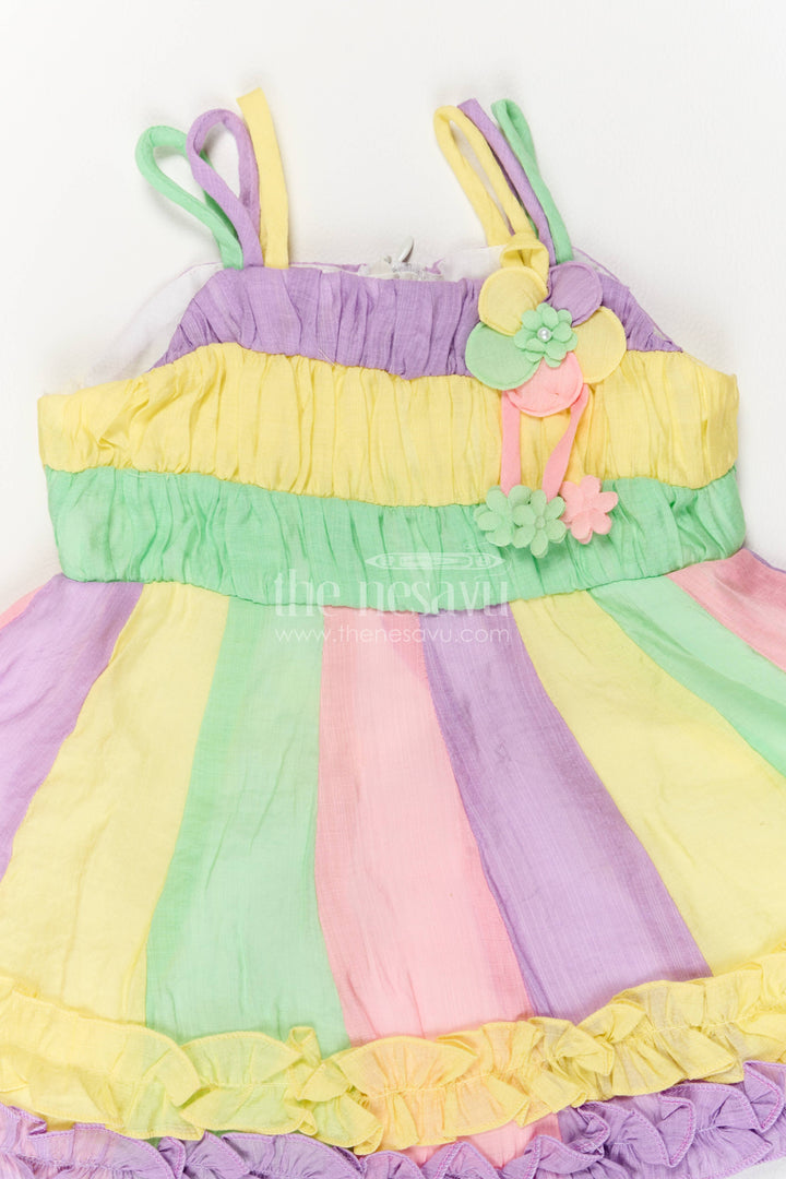 Infant Party Wear Dress with Designer Detailing in Multicolor