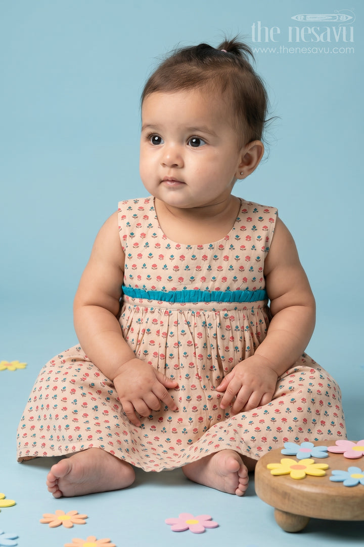 Chicco Base Cotton Baby Frock with Mughal Motif Buttis and Pleats