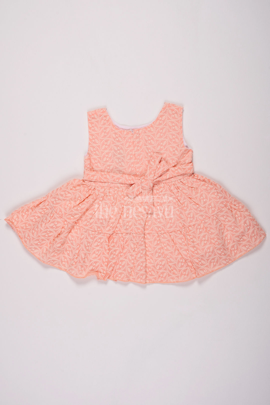 Girls Pink Sleeveless Cotton Frock with Floral Print and Daisy Appliqué for Playdates