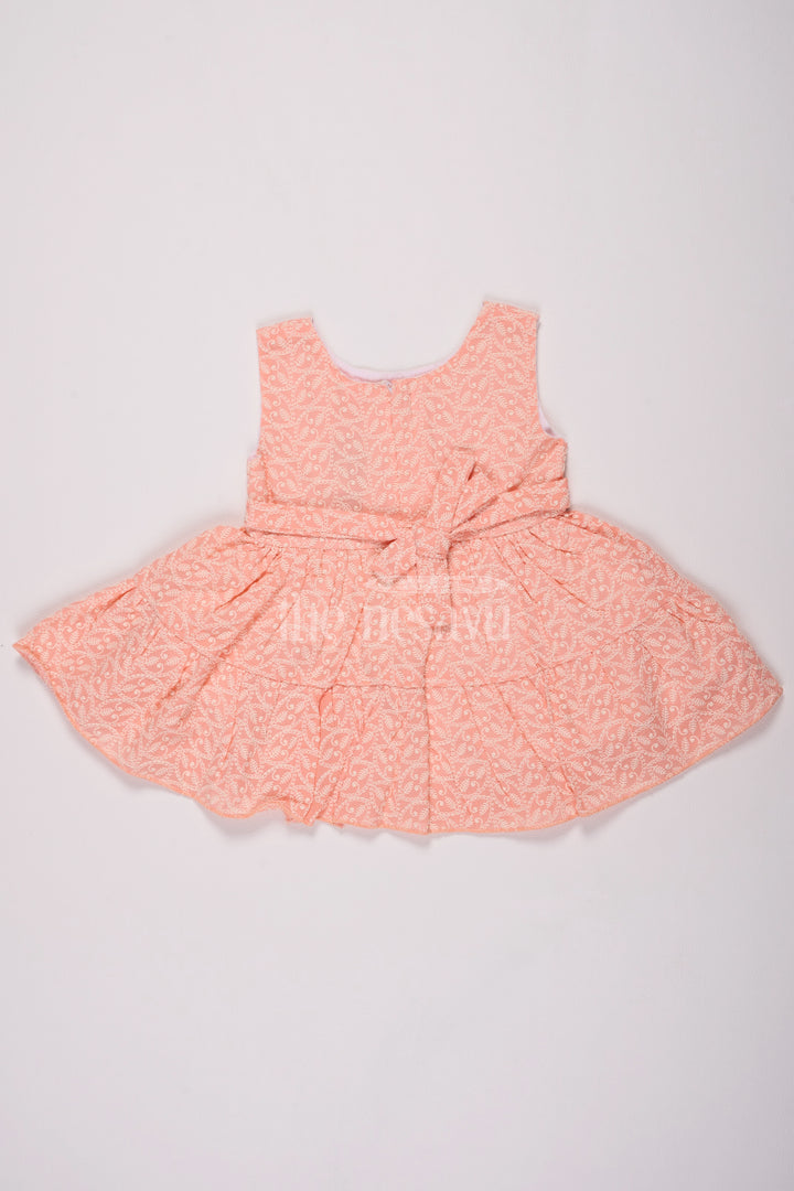 Girls Pink Sleeveless Cotton Frock with Floral Print and Daisy Appliqué for Playdates