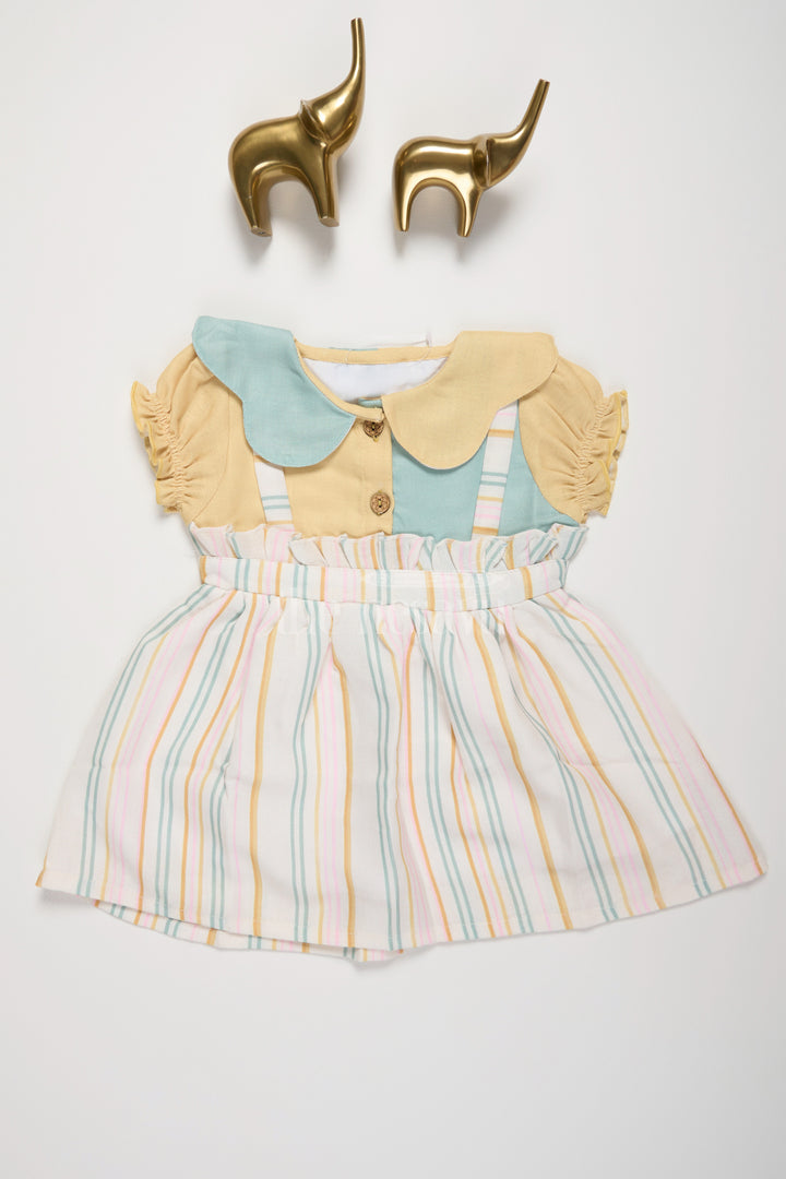 Multicolor Modal Baby Cotton Frock with Stripes and Peter Pan Collar