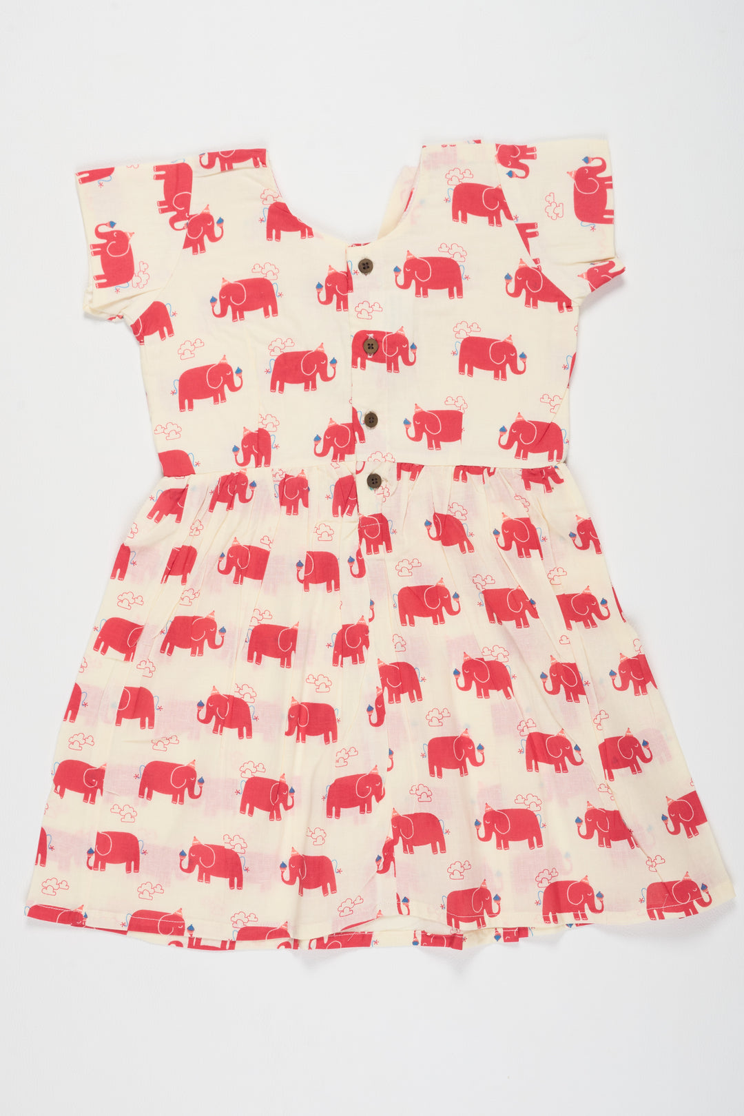 Red Cotton Frock with Elephant Print for Babies Comfortable and Stylish for Playdates