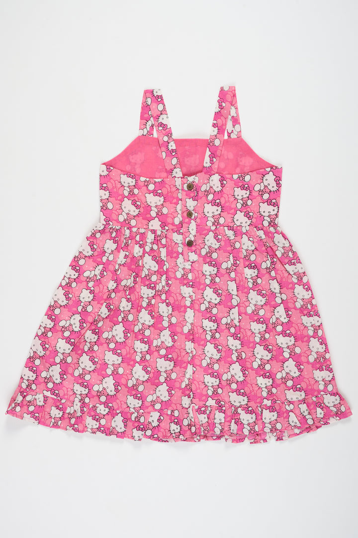 Pink Baby Cotton Party Frock with Cute Character Print Fun Outfit for Birthday Celebrations