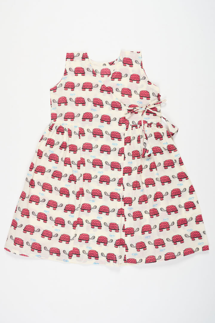 Pink Floral Cotton Frock with Tortoise Print for Babies Comfortable and Adorable Design