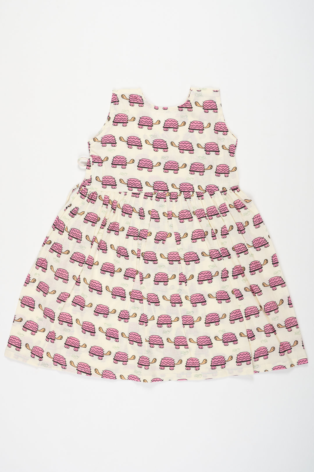 Mini Cotton Frock for Babies with Pink Tortoise Print Ideal for Playful Days