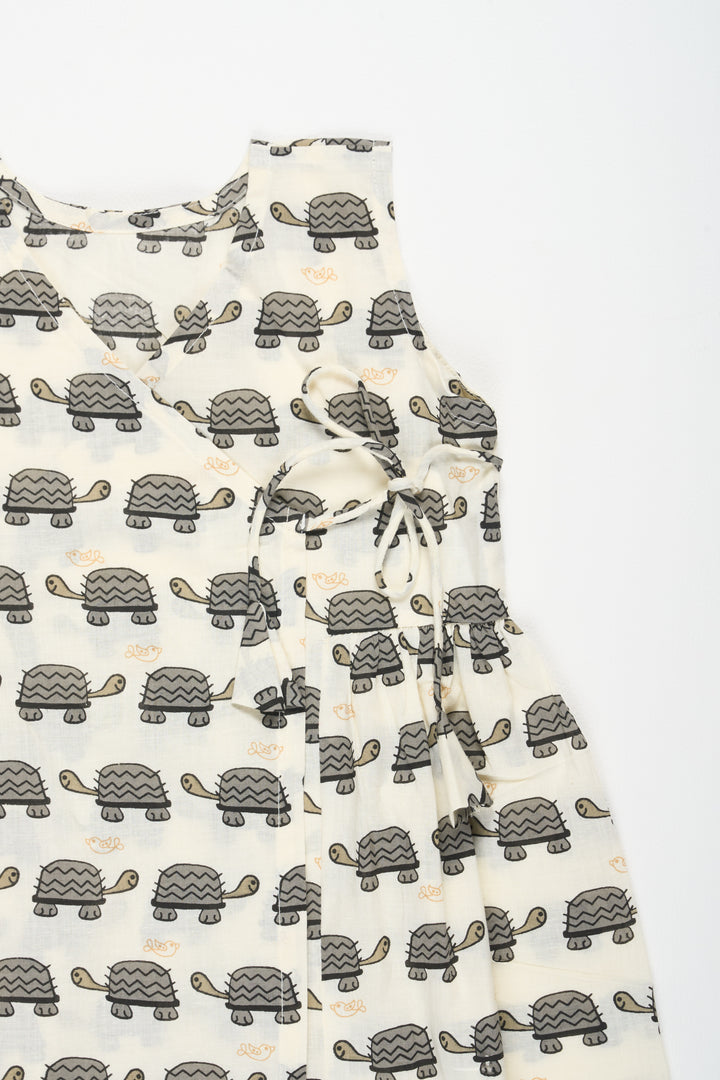 Black and White Cotton Baby Frock with Tortoise Print Simple and Stylish Everyday Wear