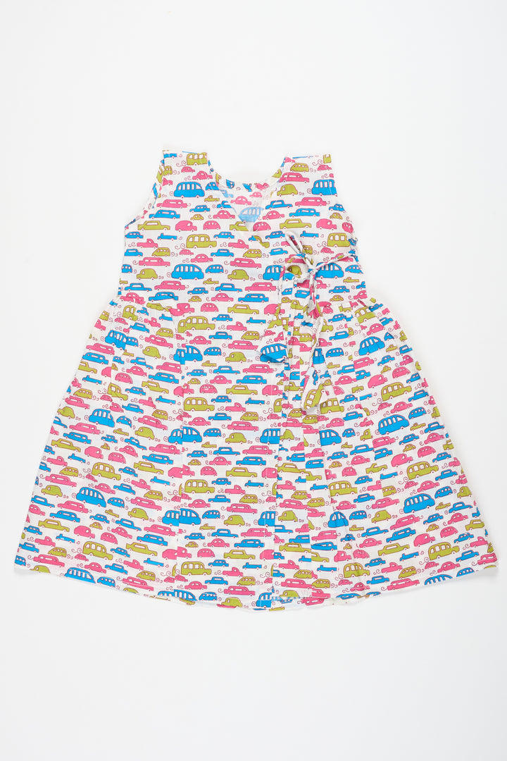 Cotton Baby Frock with Colorful Car Print Perfect for Fun Family Outings