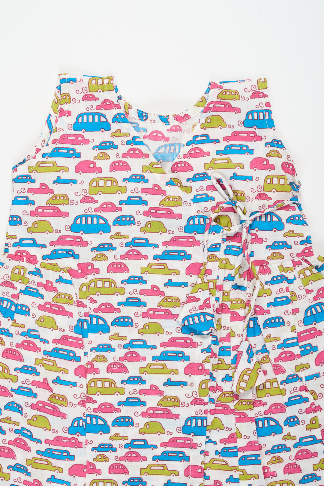 Cotton Baby Frock with Colorful Car Print Perfect for Fun Family Outings