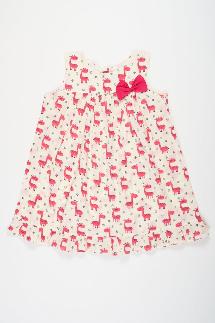 Cotton Baby Frock with Playful Giraffe Print Soft and Breathable Daily Wear for Baby Girls