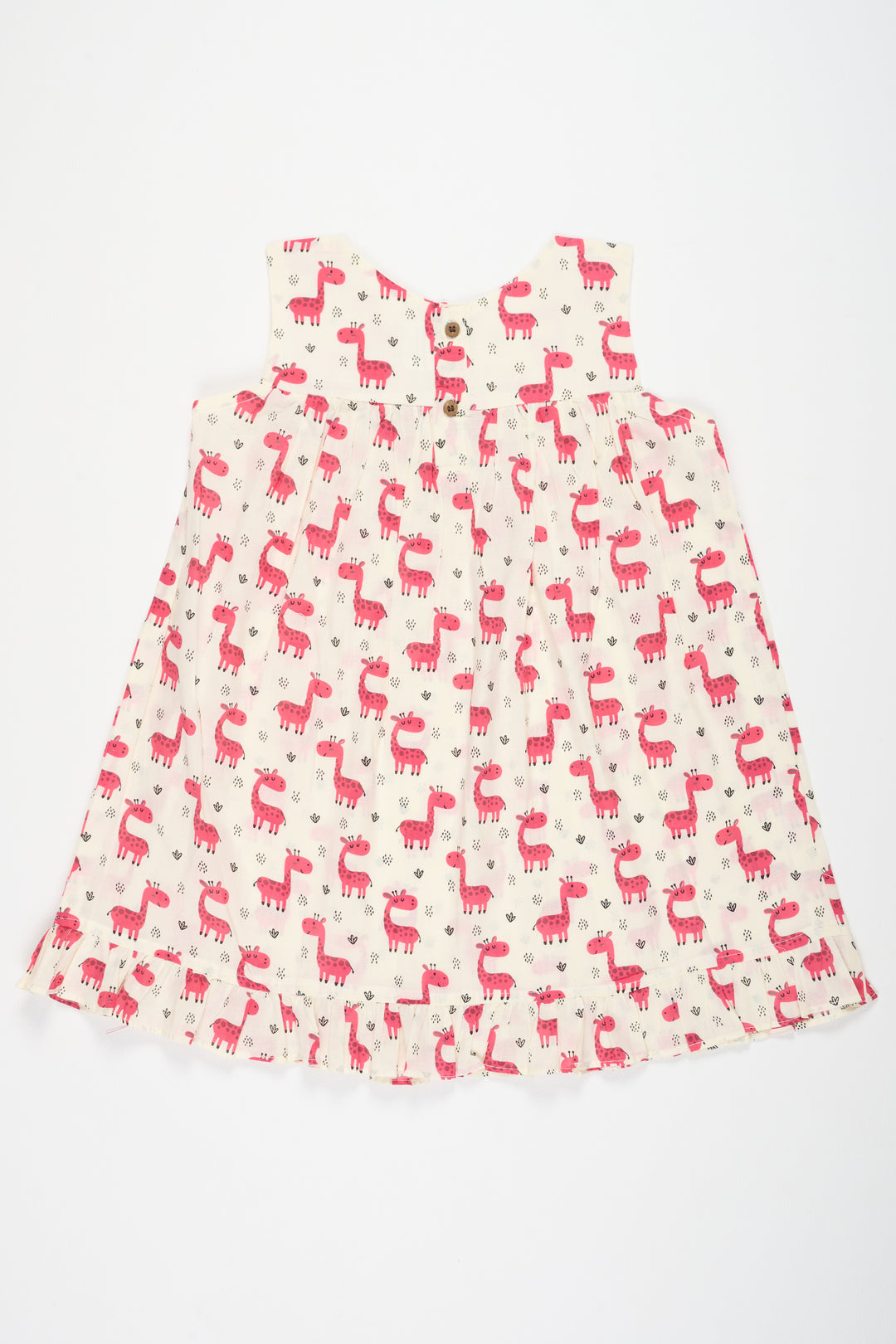 Cotton Baby Frock with Playful Giraffe Print Soft and Breathable Daily Wear for Baby Girls