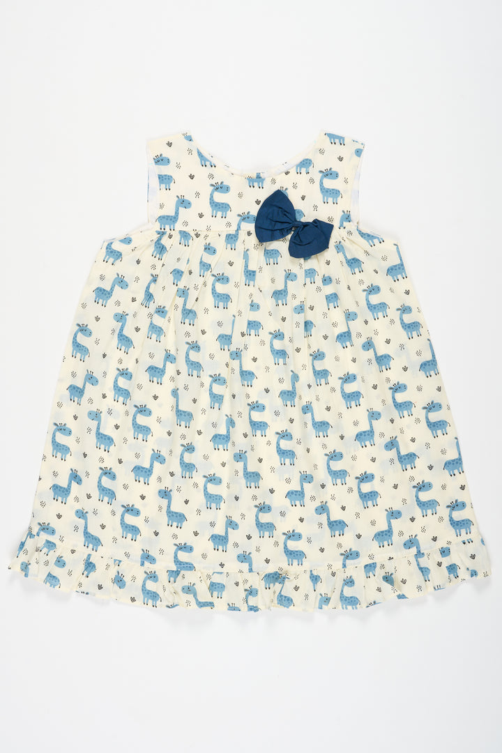 Adorable Baby Store Cotton Frock with Dinosaur Print Playful Daily Wear for Baby Girls