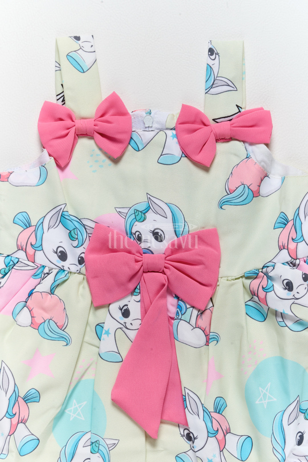 Baby Fancy Western Frock with Adorable Unicorn Prints and Pink Bow Accents